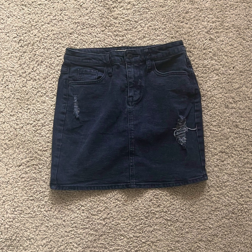 Black Denim Mini Skirt